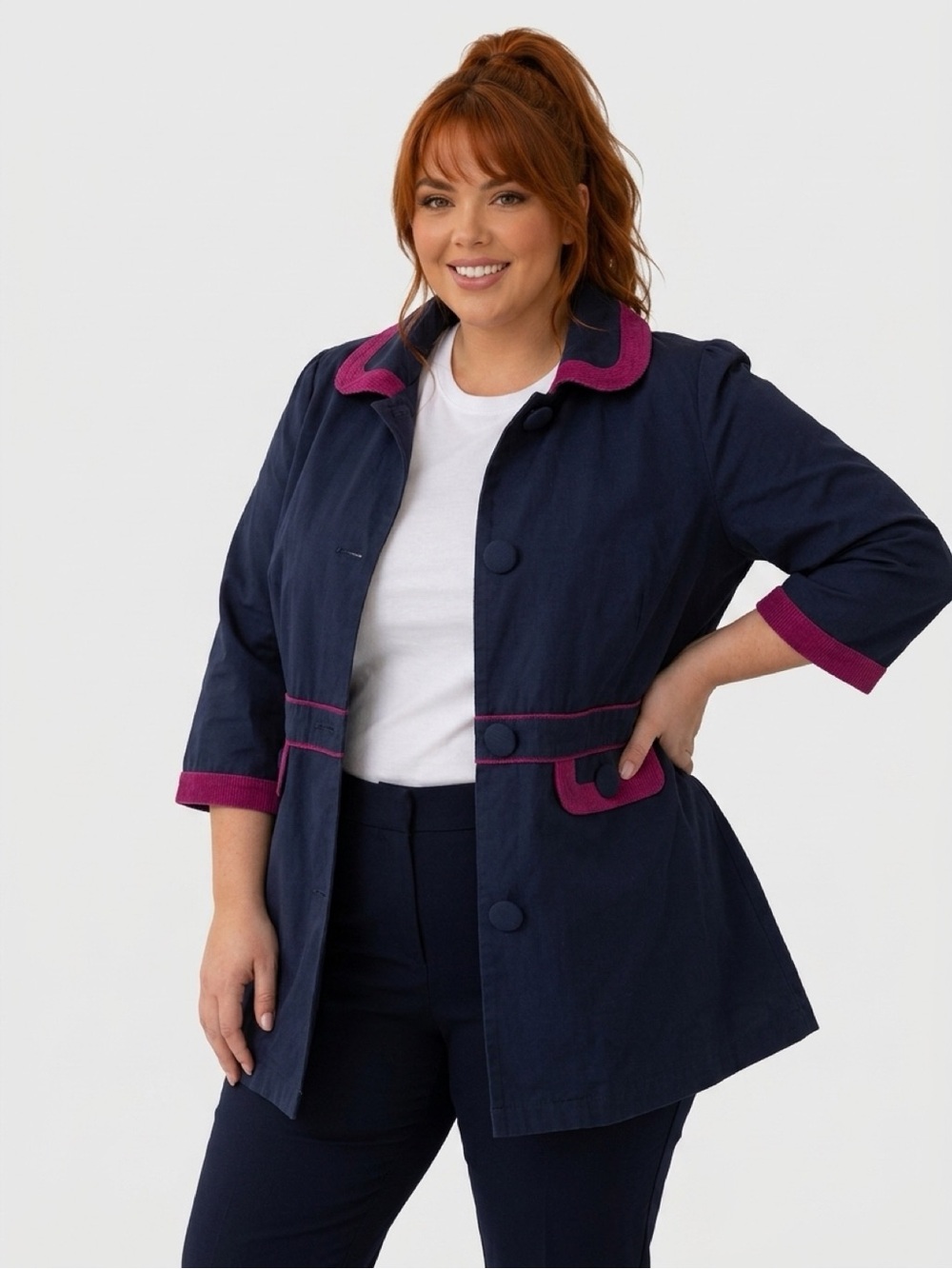 Women’s Y2K Old Navy 3/4 Sleeve Mini Trench - Blue/Purple - Size XL